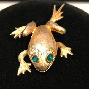 Vintage SAO Gold-Tone Tree Frog Brooch
